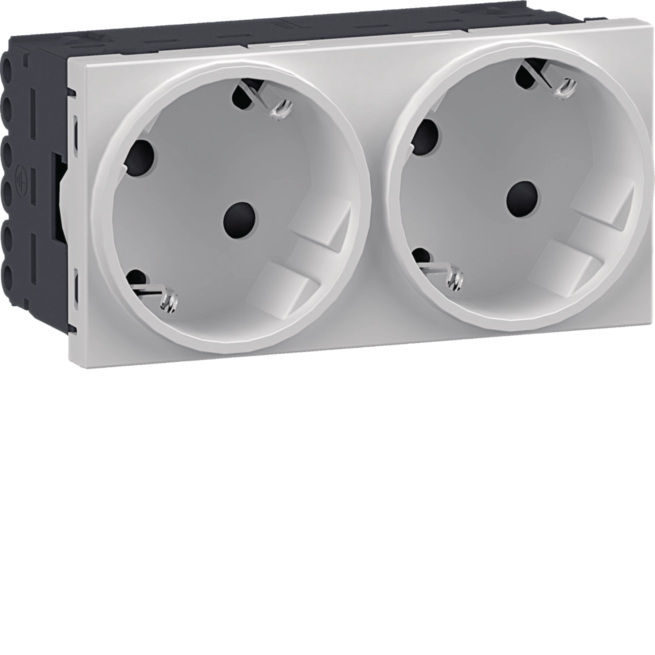 Steckdose 2-fach SCHUKO Direkt Klipping 45x45 33° Verkehrsweiß