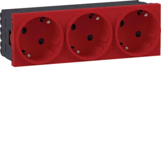 Steckdose 3-fach SCHUKO Direkt Klipping 45×45 33° Verkehrsrot