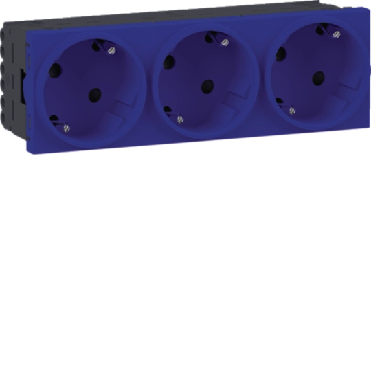 Steckdose 3-fach SCHUKO Direkt Klipping 45×45 33° Verkehrsblau