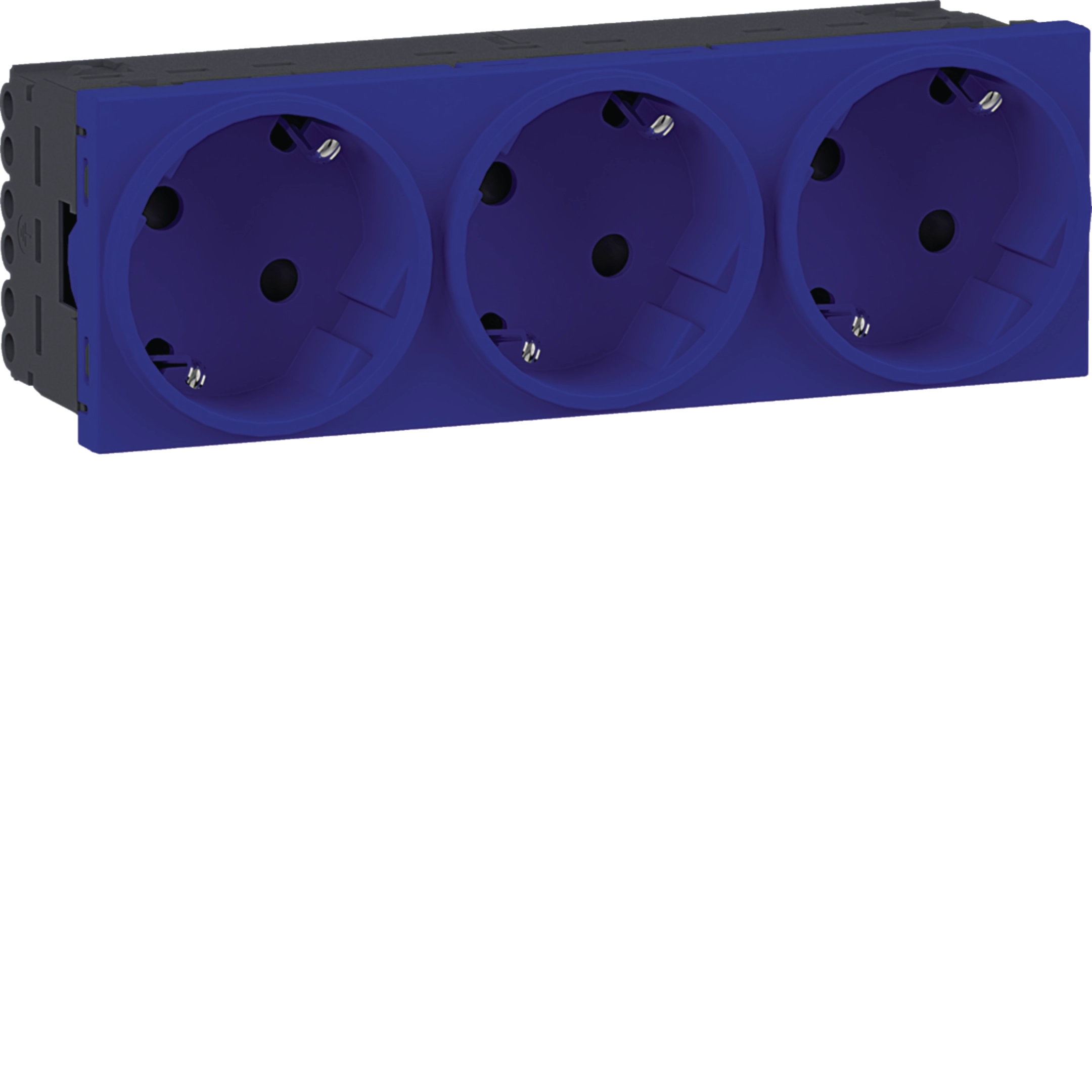 Steckdose 3-fach SCHUKO Direkt Klipping 45x45 33° Verkehrsblau