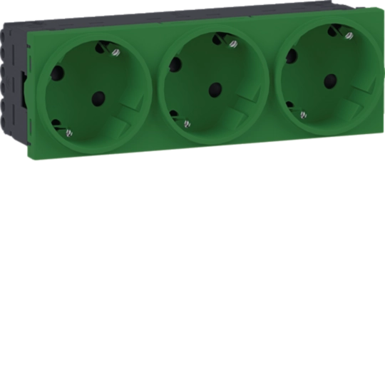 Steckdose 3-fach SCHUKO Direkt Klipping 45×45 33° Verkehrsgrün