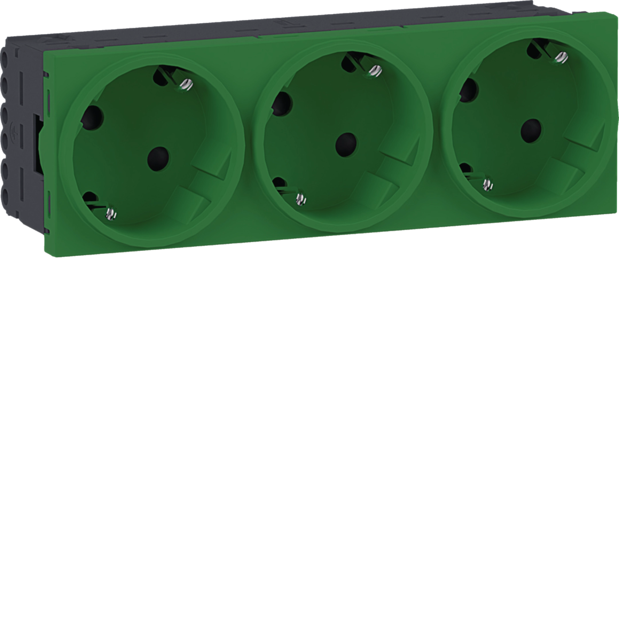Steckdose 3-fach SCHUKO Direkt Klipping 45x45 33° Verkehrsgrün
