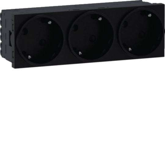 Steckdose 3-fach SCHUKO Direkt Klipping 45×45 33° Graphitschwarz