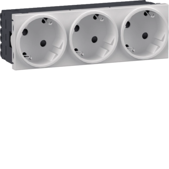 Steckdose 3-fach SCHUKO Direkt Klipping 45×45 33° Verkehrsweiß