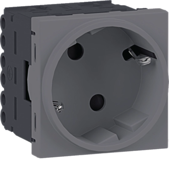 Steckdose 1-fach SCHUKO Direkt Klipping 45×45 66° aluminium