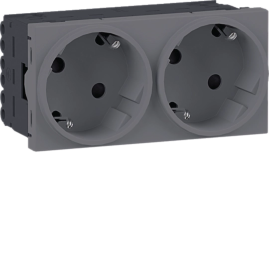 Steckdose 2-fach SCHUKO Direkt Klipping 45×45 33° aluminium