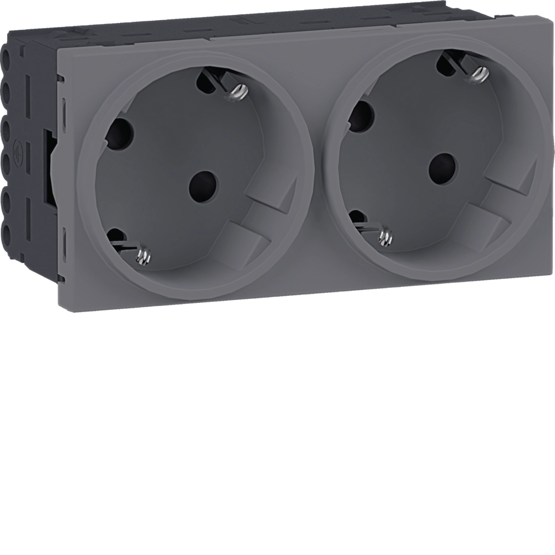 Steckdose 2-fach SCHUKO Direkt Klipping 45x45 33° aluminium