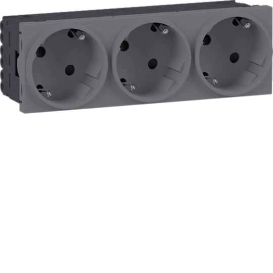 Steckdose 3-fach SCHUKO Direkt Klipping 45×45 33° aluminium