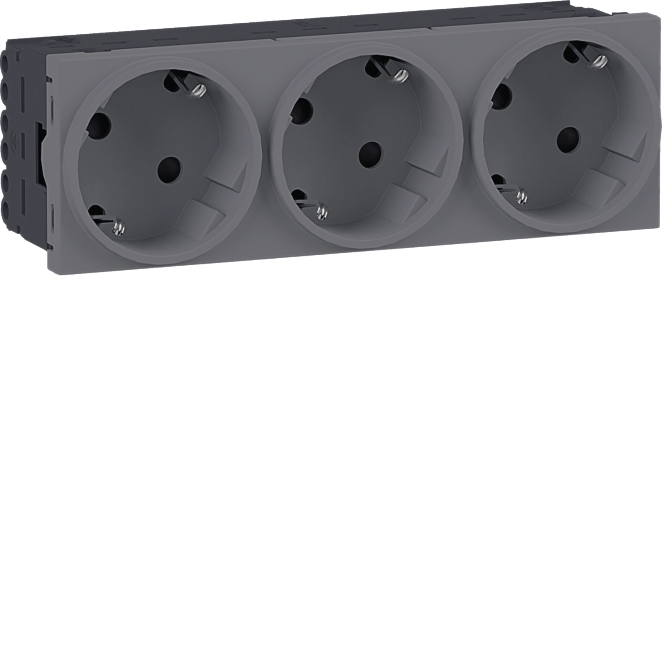 Steckdose 3-fach SCHUKO Direkt Klipping 45x45 33° aluminium