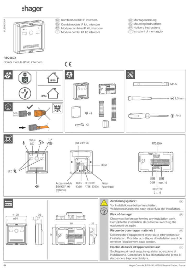 Bild Montageanleitung en-GB, de-DE, fr-FR, it-IT 2024-12-10 | Hager Deutschland