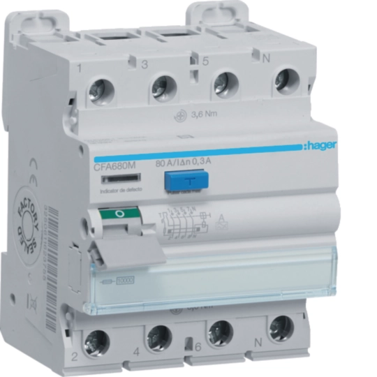 CFA680M - Interruptor diferencial 4P 80A 300mA tipo A