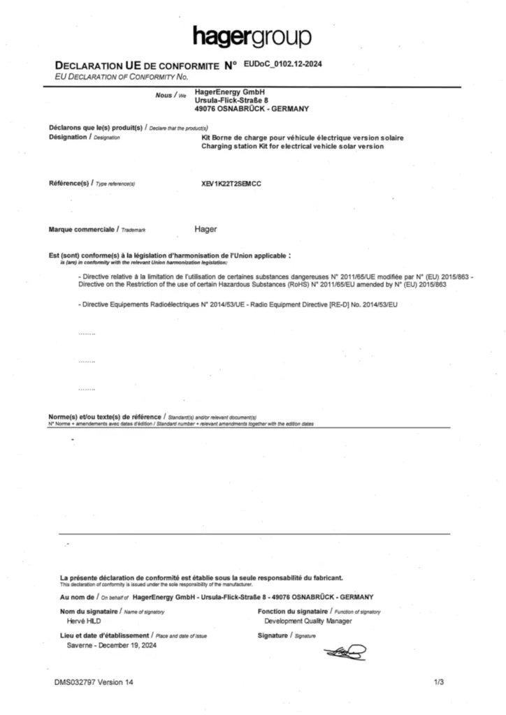 Bild EU Declaration of Conformity | Hager Deutschland