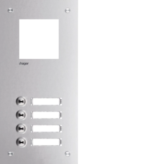 RTQ104X - Frontplatte intercom mono 4 Tasten + Namensschild, Edelstahl, 315x150x32