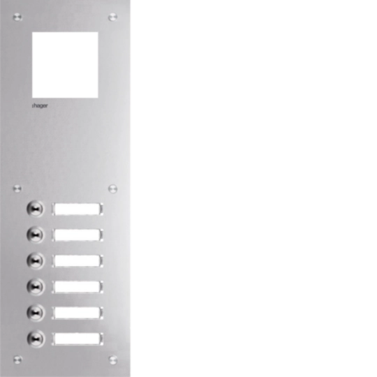RTQ106X - Frontplatte intercom mono 6 Tasten + Namensschild, Edelstahl, 435x150x32