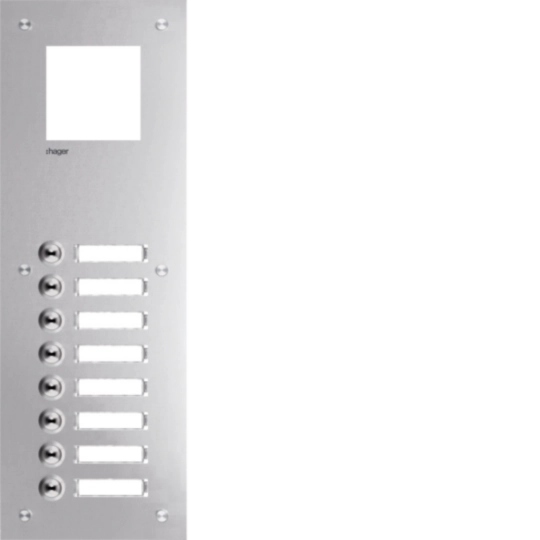 RTQ108X - Frontplatte intercom mono 8 Tasten + Namensschild, Edelstahl, 435x150x32