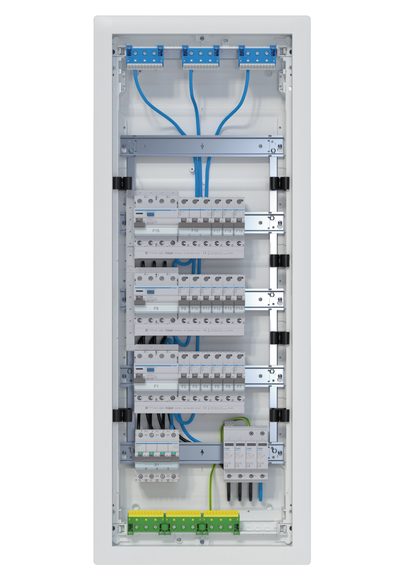 Kleinv.,volta,HWV,5x12PLE,IP30,best.u.verdrah.,3 FI-Kreise,Übersp.abl.,Hauptsch.