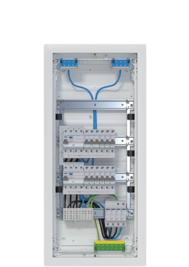 Kleinv.,volta,UPV,4x12PLE,IP30,bestückt u. verdrahtet,2 FI-Kreise,Übersp.ableit
