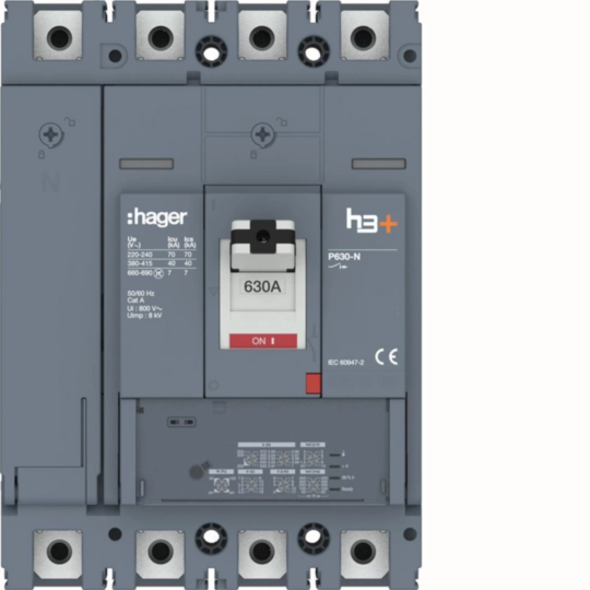 HNW631JR - Leistungsschalter h3+ P630 LSI 4P4D N0-50-100% 630A 40kA FTC