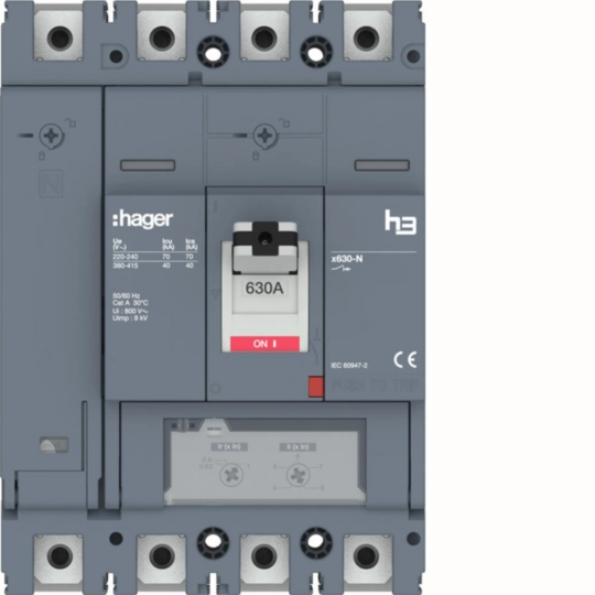 HNJ631DE - Leistungsschalter h3 x630 TM ADJ 4P4D N0-100% 630A 40kA FTC