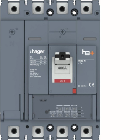 HNW401JR - Interruptor automático caja moldeada h3+ P630, 4P4D N0-50-100%, 400A, 40kA, LSI
