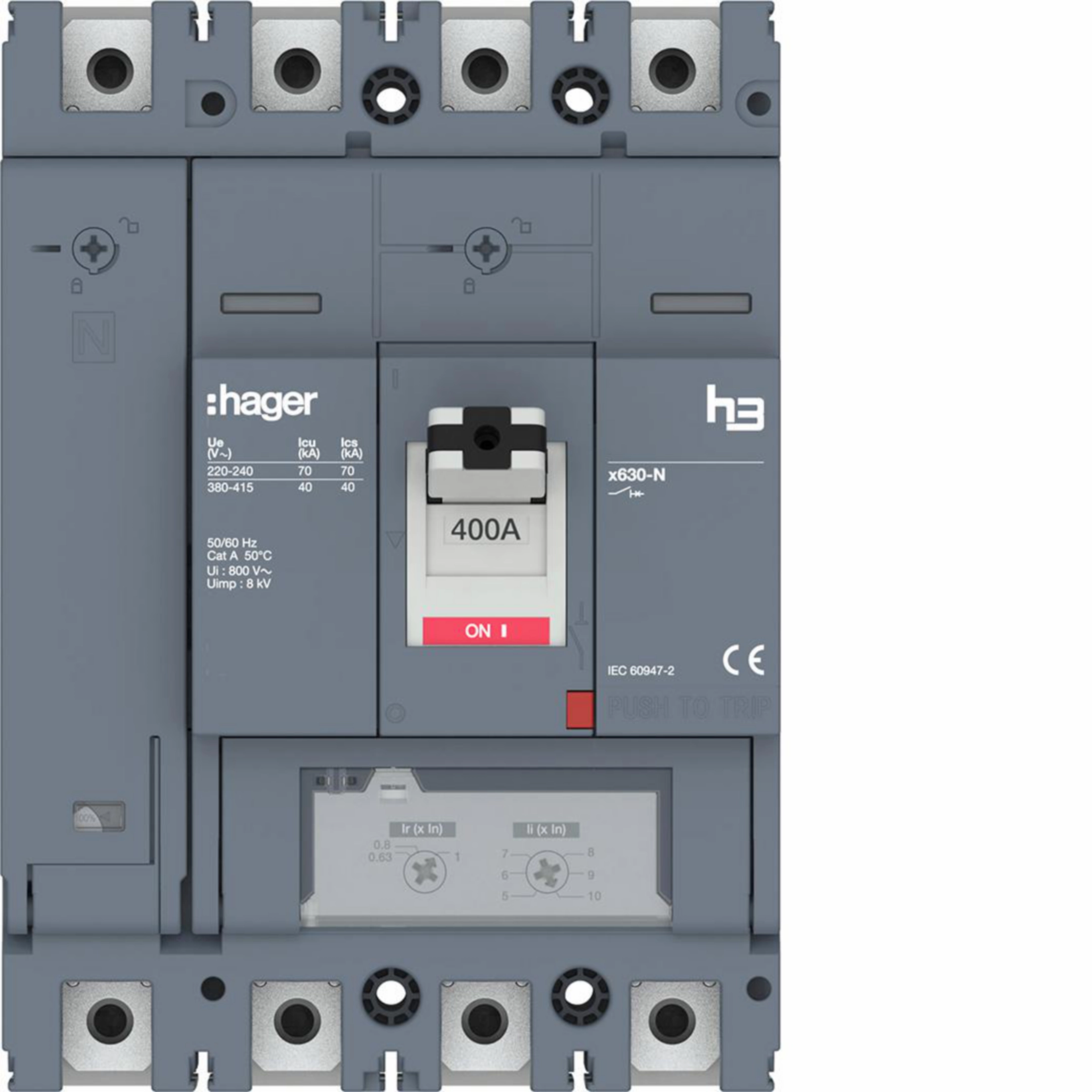 MCCB h3 x630 TM 4x400A 40kA • HNJ401DR | Hager