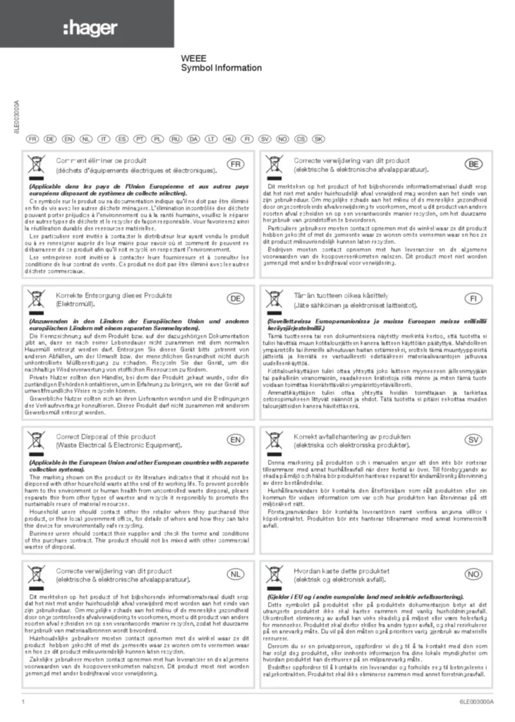 Bild WEEE symbol information | Hager Deutschland
