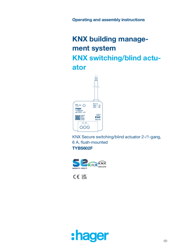 Immagine Manuale di istruzioni en-GB, en-US, en-AU, en-NZ 2025-04-28 | Hager Italia