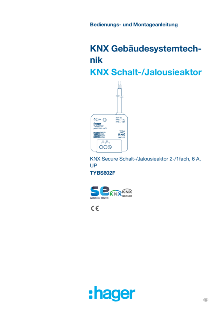 Immagine Manuale di istruzioni de-AT, de-DE, de-CH 2025-04-01 | Hager Italia