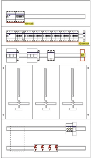 ZW313F-S-012 - UP-Zählerverteiler Slzb, 3ZPL, bestückt u. verdrahtet, 1243x711x253mm Nischenmaß