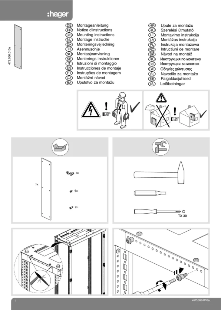 Bild Montageanleitung de-CH, en-GB, fr-CH, it-CH 2010-01-04 | Hager Deutschland