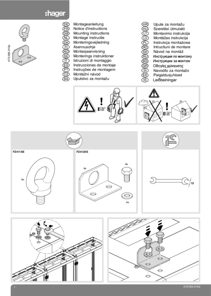 Zdjęcie Instrukcja montażu de-CH, en-GB, fr-CH, it-CH 2010-01-04 | Hager Polska