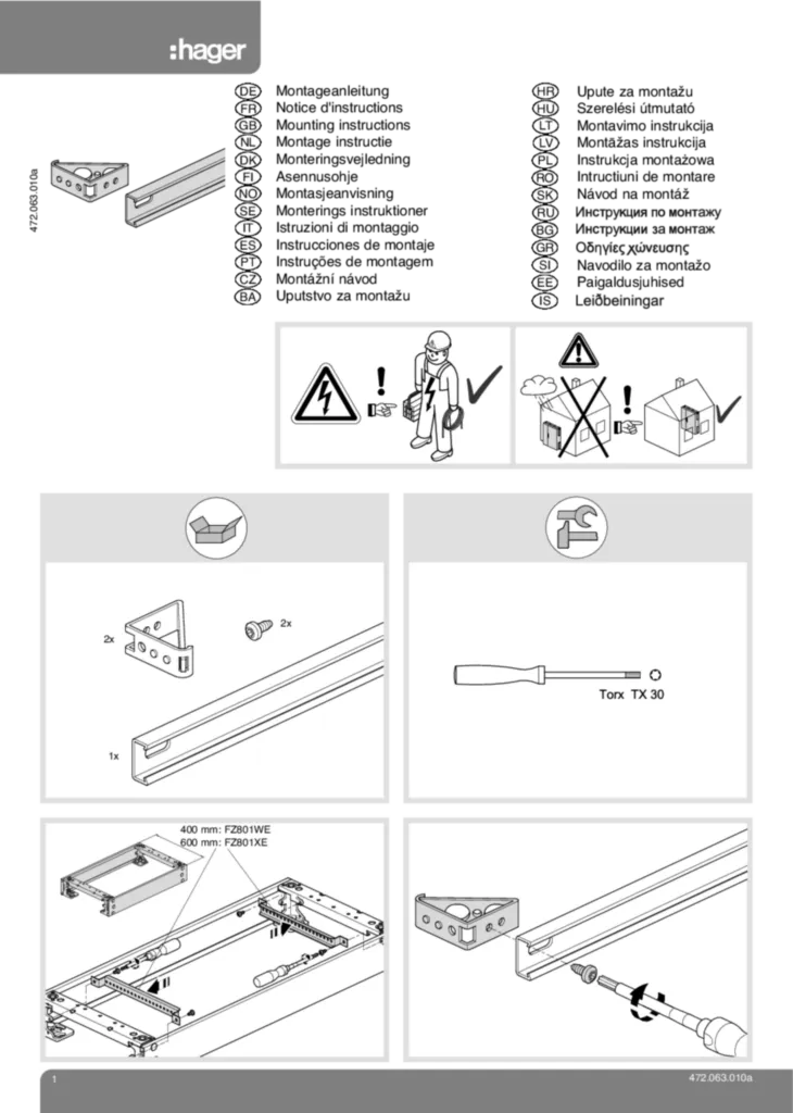 Bild Montageanleitung de-CH, en-GB, fr-CH, it-CH 2010-01-04 | Hager Deutschland