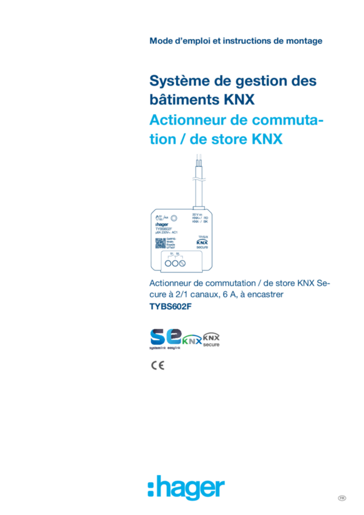 Immagine Manuale di istruzioni fr-FR 2025-05-12 | Hager Italia