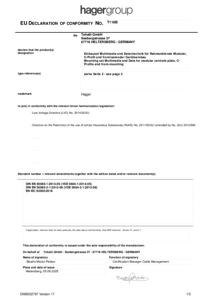 Obrázek Prohlášení o shodě en-GB, de-DE 2025-06-05 | Hager