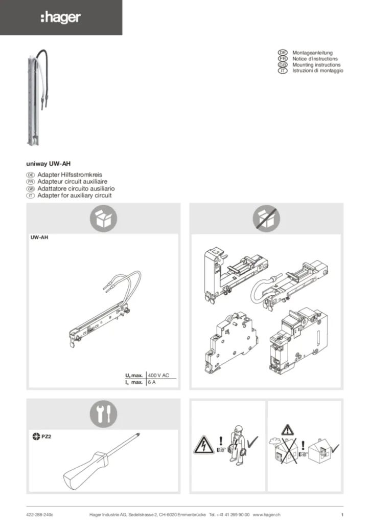 Bild Bedienungsanleitung de-CH, en-GB, fr-CH, it-CH 2022-07-07 | Hager Schweiz