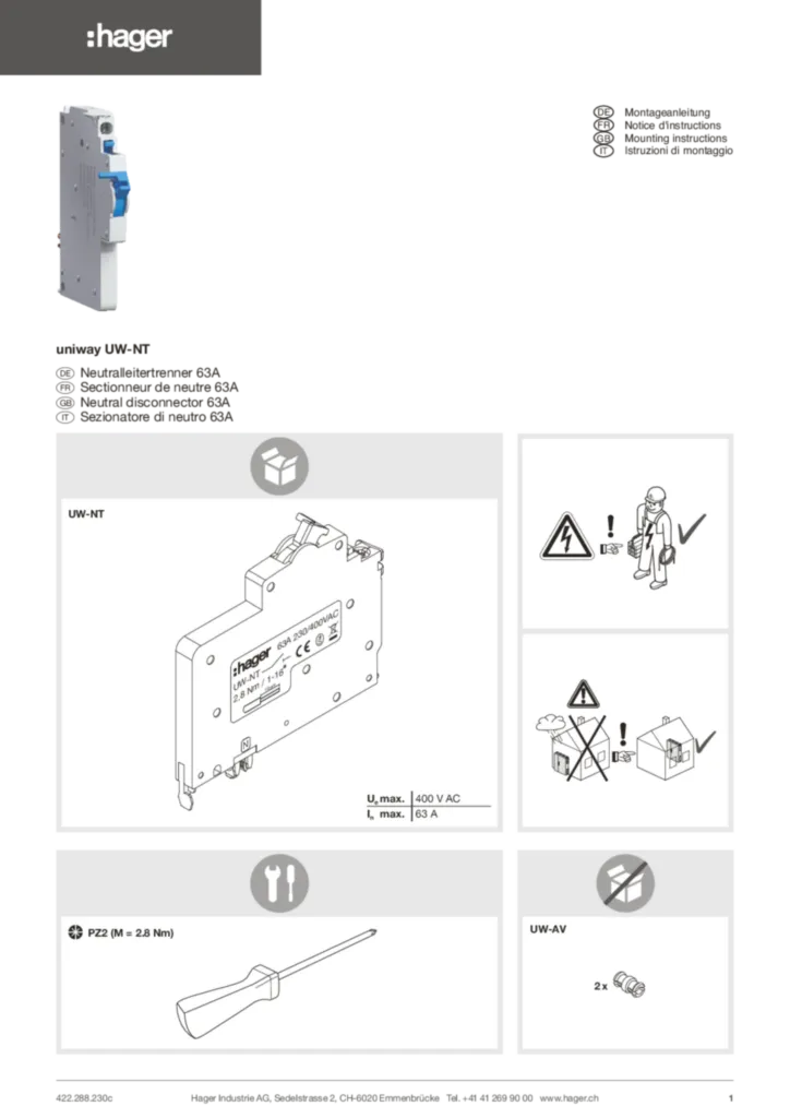 Bild Bedienungsanleitung de-CH, en-GB, fr-CH, it-CH 2022-07-07 | Hager Schweiz