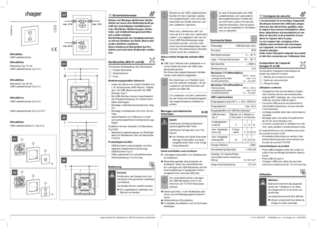 Bild Bedienungsanleitung de-CH, fr-CH, it-CH 2025-06-17 | Hager Schweiz