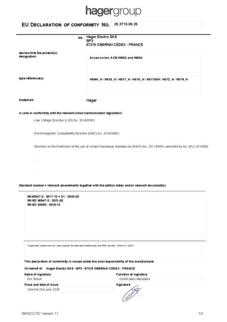 Image EU Declaration of Conformity  | Hager