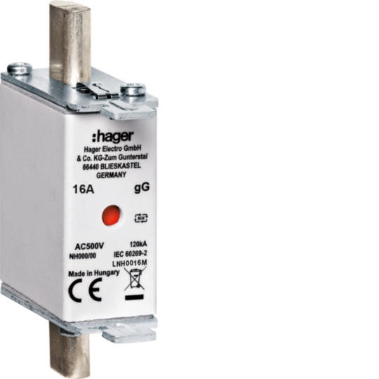 LNH0016M - Pojistka nožová NH000 gG 500V 16A dvojitá signalizace