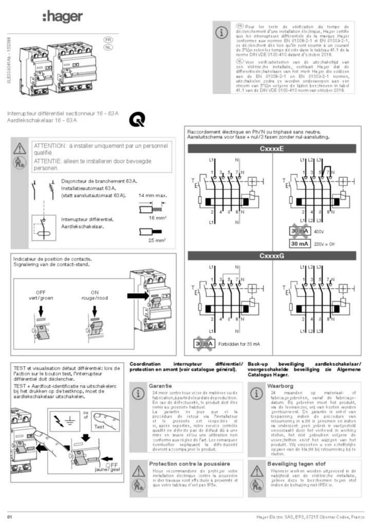 Afbeelding Handleiding fr-FR, nl-NL 2025-07-10 | Hager Belgium