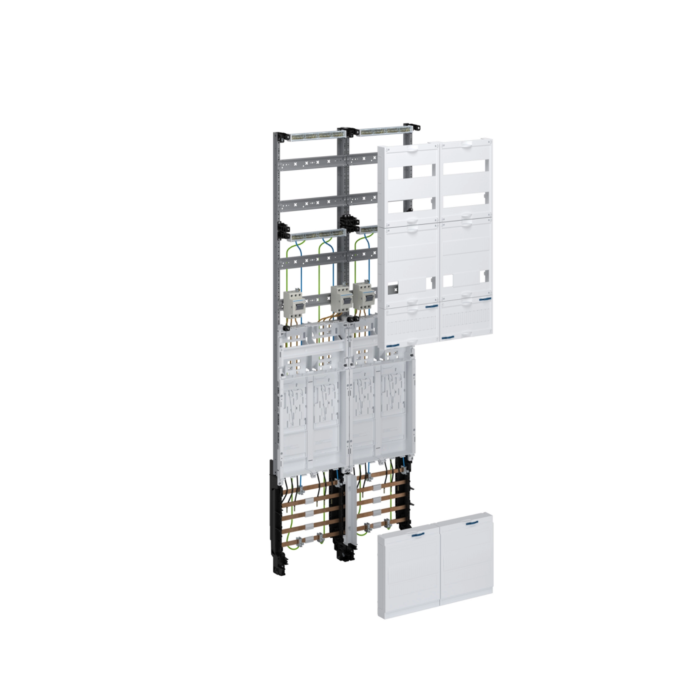 Champ complet, universZ, 4 emplacements compteur, BKE-I, disjoncteur principal, H=1350mm, 2-bôitier
