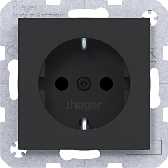 WAS1200BM - SCHUKO-wandcontactdoos, Safety Plus, steekkl., A.x/C.x, nachtzwart mat