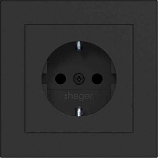 WAS1220BM - Steckd. SCHUKO m. Abdeckpl., erh. Berührungsschutz, Steckkl., A.1, n.schwarz mt