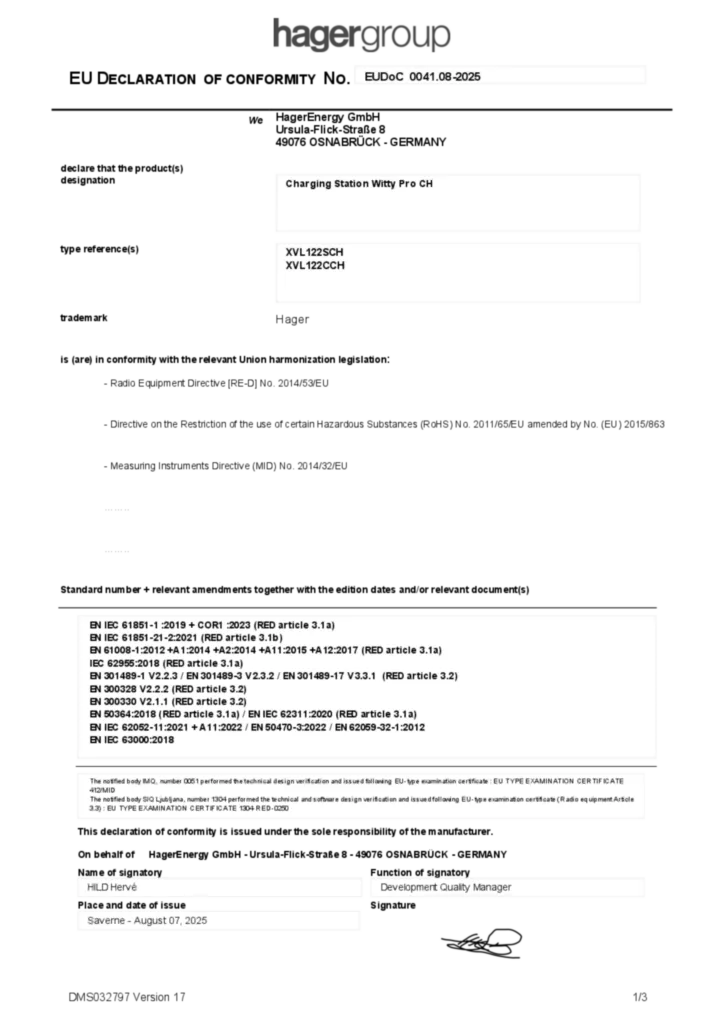 Bild Konformitätserklärung en-GB 2025-08-19 | Hager Schweiz