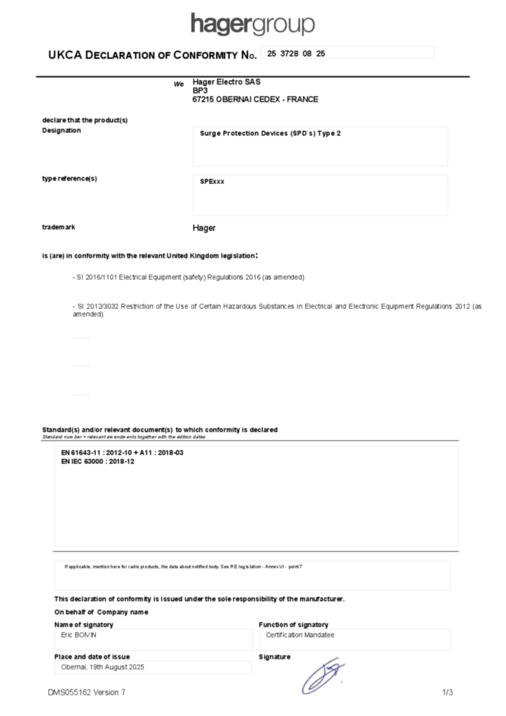Bild Konformitätserklärung en-GB 2025-08-19 | Hager Deutschland
