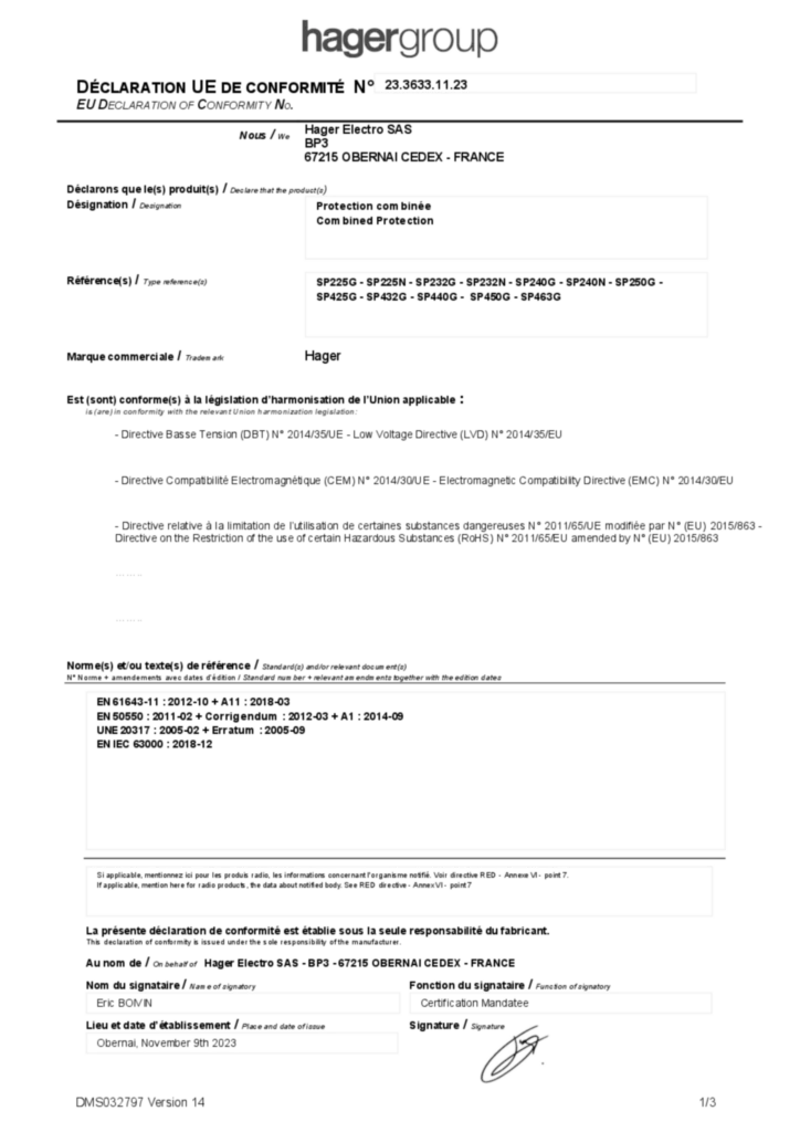 Imagen Declaración de conformidad en-GB 2023-12-11 | Hager España