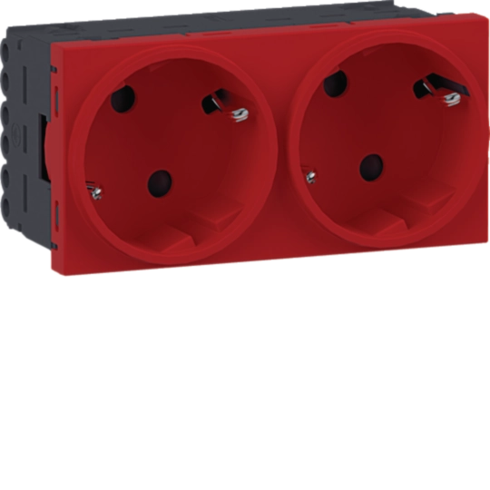 Steckdose 2-fach SCHUKO Direkt Klipping 45×45 66° Verkehrsrot