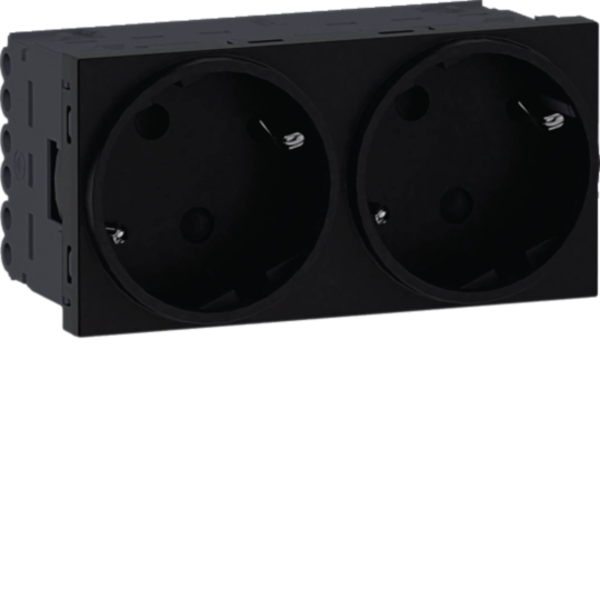 Steckdose 2-fach SCHUKO Direkt Klipping 45×45 66° Graphitschwarz