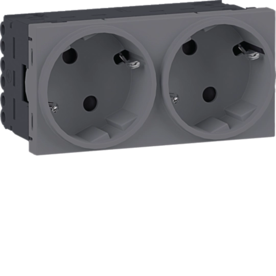 Steckdose 2-fach SCHUKO Direkt Klipping 45×45 66° aluminium