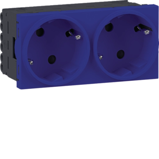 Steckdose 2-fach SCHUKO Direkt Klipping 45×45 66° Verkehrsblau